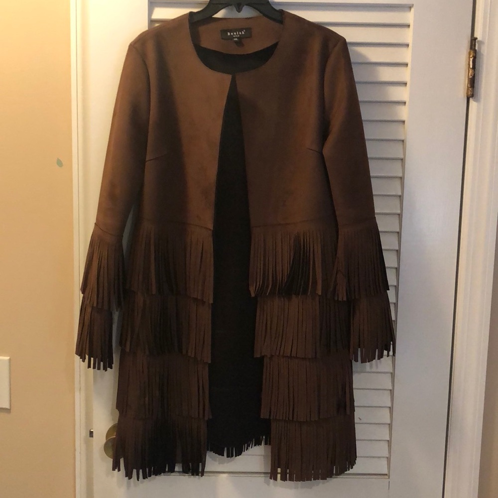 Suede fringe coat